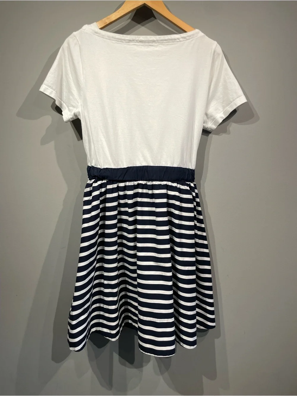 kate spade White & Navy Striped Casual Dress size L